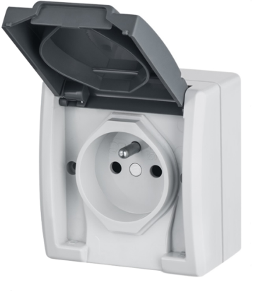 AQUANT Gniazdo pojedyncze hermetyczne natynkowe szary IP65 - 1241-65