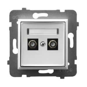 Ospel Aria białe gniazdo antenowe podwójne typu F - GPA-2UF/M/00