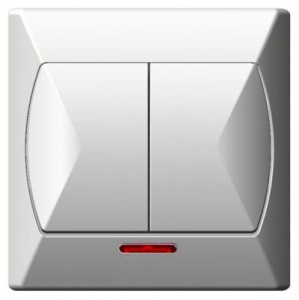 Ospel Akcent biały łącznik podwójny z podświetleniem - ŁP-2AS/00