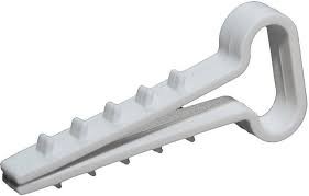 Uchwyt szybkiego montażu USMP 5 w kolorze białym, wykonany z tworzywa sztucznego. Ma ergonomiczną formę z wystającymi zębami do mocowania. Z boku, ukazujący detale i kształt, idealny do zastosowań montażowych. Opakowanie zawiera 100 sztuk.