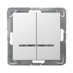 Ospel Impresja biały łącznik podwójny seryjny z podświetleniem - ŁP-2YS/M/00