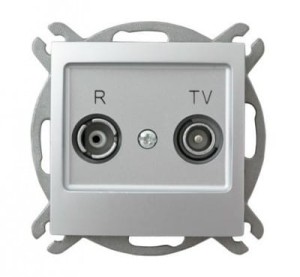 Ospel Impresja srebrny gniazdo RTV końcowe - GPA-YK/M/18