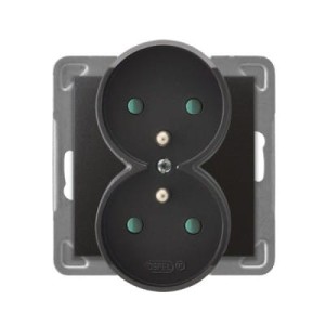 Ospel Impresja gniazdo podwójne z uziemieniem Antracyt - GP-2YRZ/M/50