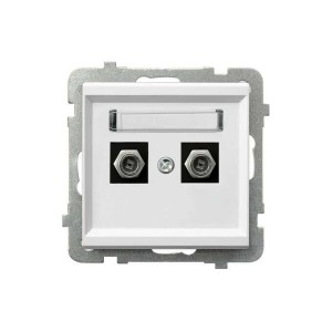 Ospel Sonata biały gniazdo podwójne antenowe typu F - GPA-2RF/M/00