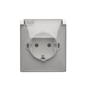 AQUACLICK Gniazdo pojedyncze białe schuko klapka transparentna - ACGSZ1C/11A