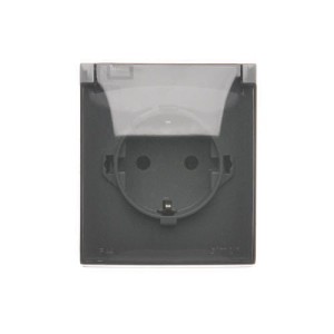 AQUACLICK Gniazdo pojedyncze szare schuko klapka transparentna - ACGSZ1C/16A