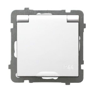 Ospel As biały gniazdo bryzgoszczelne pojedyncze z uziemieniem IP44 - GPH-1GZ/M/00/W