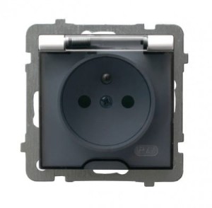 Ospel As biały gniazdo bryzgoszczelne pojedyncze z uziemieniem - GPH-1GZ/M/00/D