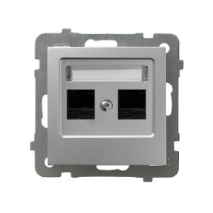 Ospel As  srebrny gniazdo komputerowe podwójne - GPK-2G/K/M/18