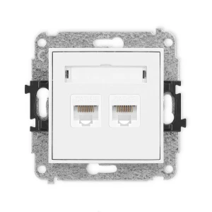 Karlik MINI Gniazdo komputerowe podwójne 2xRJ45 biały mat - 25MGK-2