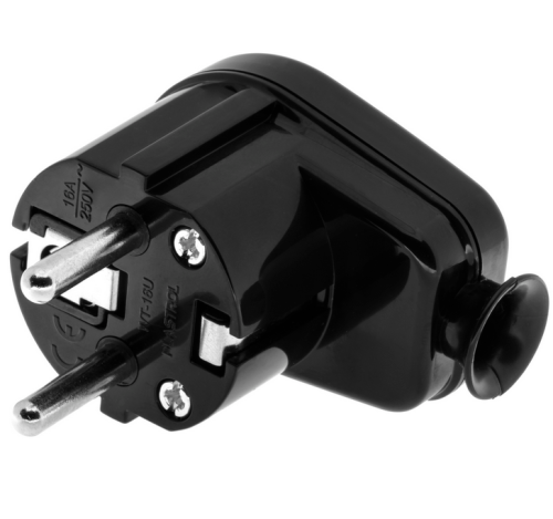 Wtyczka kątowa rozbieralna 16A 250V czarna - Plastrol W-10113