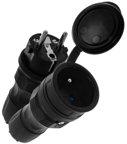 Zestaw przyłączeniowy wtyczka+gniazdo IP54 czarny - Plastrol ZWG-54