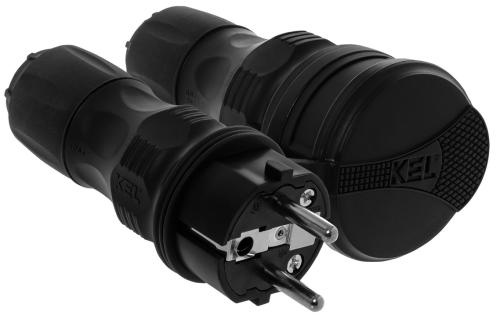 Zestaw przyłączeniowy wtyczka+gniazdo IP54 czarny - Plastrol ZWG-54