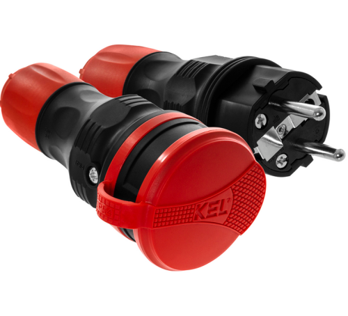 Zestaw przyłączeniowy wtyczka+gniazdo IP54 czarno-czerwony - Plastrol - ZW-54