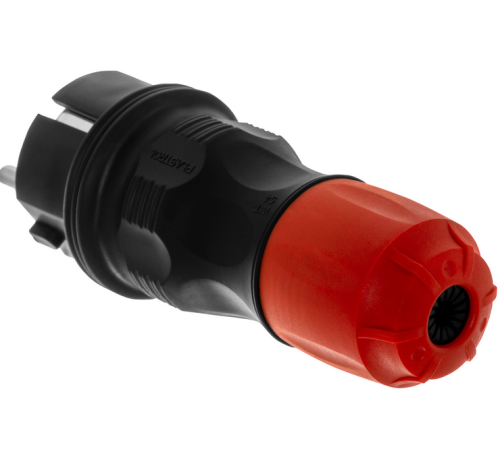 Wtyczka rozbieralna prosta Schuko na kabel 16A IP54 czarno-czerwona - Plastrol WT-54