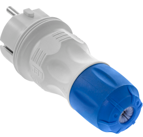 Wtyczka rozbieralna prosta Schuko na kabel 16A IP54 szaro-niebieska - Plastrol W-97976