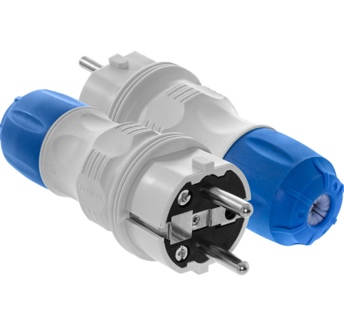 Wtyczka rozbieralna prosta Schuko na kabel 16A IP54 szaro-niebieska - Plastrol W-97976