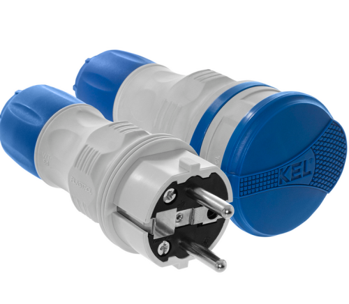 Zestaw przyłączeniowy wtyczka+gniazdo IP54 szaro-niebieski - Plastrol ZWG-54