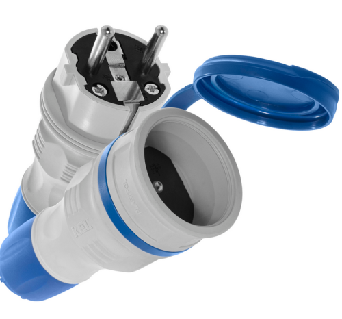 Zestaw przyłączeniowy wtyczka+gniazdo IP54 szaro-niebieski - Plastrol ZWG-54
