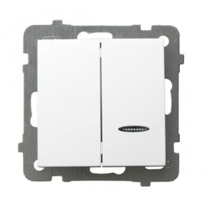 Ospel As  biały łącznik podwójny seryjny z podświetleniem - ŁP-2GS/M/00