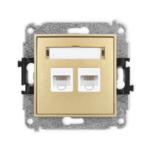 Karlik MINI Gniazdo komputerowe podwójne 2xRJ45 złoty - 29MGK-2