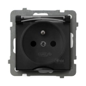 Ospel As czarny gniazdo bryzgoszczelne pojedyncze z uziemieniem - GPH-1GZ/M/33/D