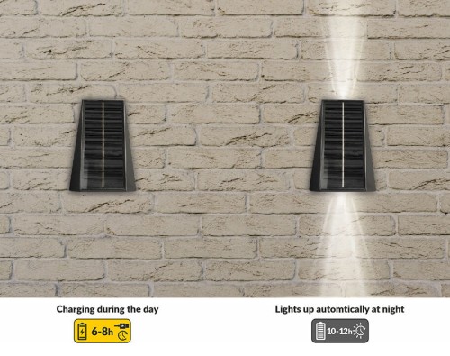 Kinkiet elewacyjny SOLARNY 2x1,5W góra-dół czarny - Lumax LGS520N
