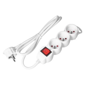 Przedłużacz listwa zasilająca 3 gniazda 5m z wyłącznikiem płaska wtyczka biały