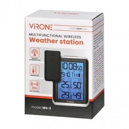 Stacja pogodowa bezprzewodowa czarna - WS-3