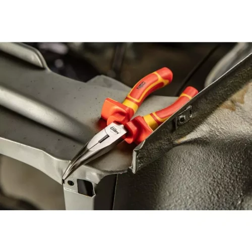 Szczypce wydłużone wygięte 180mm 1000V, CrV, polerowane – Neo 01-228