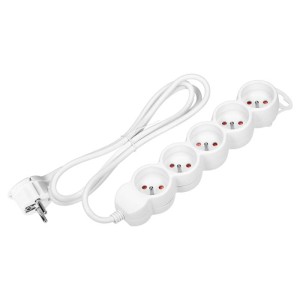 Przedłużacz listwa zasilająca 5 gniazd 5m płaska wtyczka biały