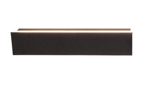 Oprawa elewacyjna LED LARA 19W o długości 60 cm, prostokątna, w kolorze czarnym z matową fakturą. Posiada wbudowane źródło światła LED, montowana na ścianie, z widocznym, subtelnym podświetleniem na krawędzi.