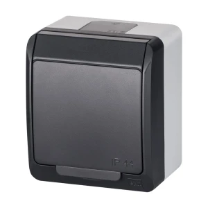 HERMES Gniazdo pojedyncze natynkowe Schuko IP44 antracyt - 0324-07