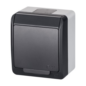 HERMES Gniazdo pojedyncze natynkowe Schuko IP44 antracyt - 0324-07