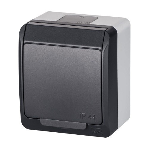 HERMES Gniazdo pojedyncze natynkowe Schuko IP44 antracyt - 0324-07