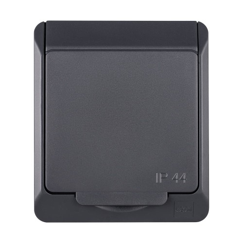 HERMES Gniazdo pojedyncze natynkowe Schuko IP44 antracyt - 0324-07