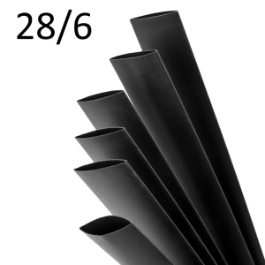 Rurka termokurczliwa z klejem 28/6 czarna 1m