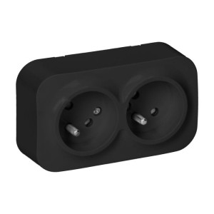 Orno ToDo Gniazdo podwójne z uziemieniem czarne - OR-OE-7206/B