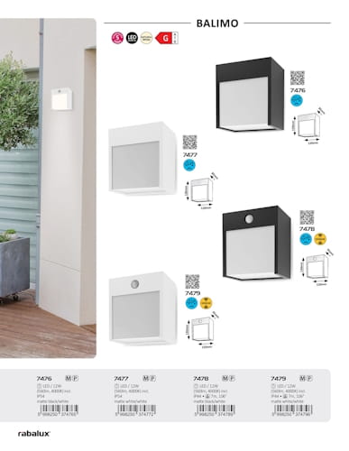Kinkiet elewacyjny BALIMO Led 12W IP54 w kolorze czarnym, kwadratowa forma z matowym kloszem. Ujęcie frontalne, produkt zamontowany na ścianie, idealny do oświetlenia zewnętrznego.