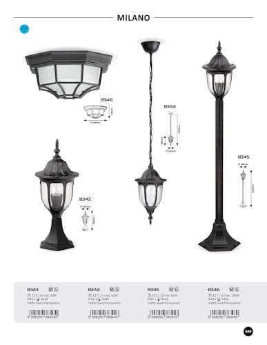 Lampa sufitowa zewnętrzna MILANO w kolorze czarnym, z metalową konstrukcją i przezroczystym kloszem. Posiada prostokątny kształt, montowana na suficie, idealna do oświetlenia przestrzeni zewnętrznych, z dekoracyjnymi detalami.