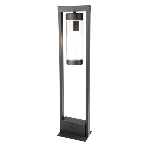 Lampa ogrodowa stojąca SPECTRA 50 cm w kolorze czarnym, z metalowym słupkiem i przezroczystym kloszem. Prosta, geometryczna forma, z lampą umieszczoną w centralnej części. Idealna do oświetlenia przestrzeni na zewnątrz.