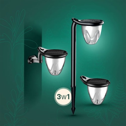 Lampa solarna Brilo wbijana / naścienna 1W czarna 74cm