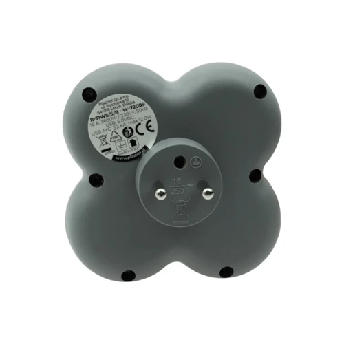 Rozgałęźnik potrójny, trójnik + ładowarka USB-A i USB-C biało-szary - Plastrol W-72009