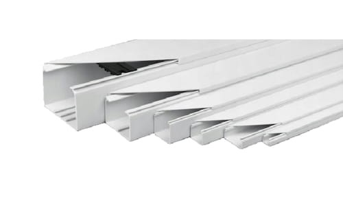 Listwa instalacyjna kanał kablowy, korytko 15x11 mm, długość 2 m, w kolorze białym. Widoczne różne profile listwy, z widocznymi krawędziami. Produkt leży poziomo na tle białym, bez dodatkowych akcesoriów.