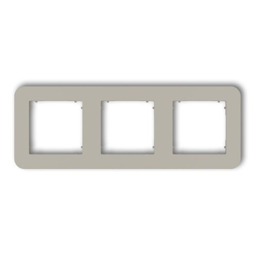 Ramka potrójna Karlik MINI w kolorze taupe beżowym, zaokrąglona, z trzema kwadratowymi otworami na zdjęcia lub dekoracje. Ujęcie frontalne, produkt leżący na jednolitym tle. Idealna do personalizacji wnętrz.
