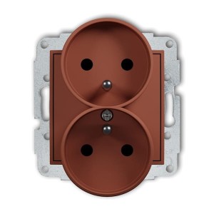 Karlik MINI Gniazdo podwójne z uziemieniem terakota – 63MGPR-2ZP