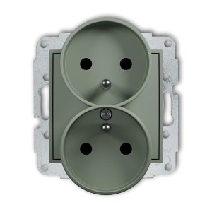 Karlik MINI Gniazdo podwójne z uziemieniem szałwiowy – 61MGPR-2ZP