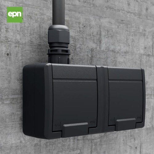 AQUANT Gniazdo pojedyncze hermetyczne natynkowe antracyt IP65 - 5041-67