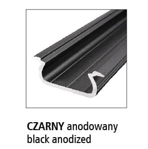 Profil do taśmy LED 1,00m czarny anodowany podtynkowy - LPCA21