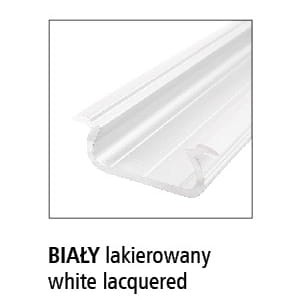 Profil do taśmy LED, długość 1,00 m, biały lakierowany, podtynkowy. Ujęcie z boku pokazujące gładką, błyszczącą powierzchnię. Idealny do montażu oświetlenia LED w ścianach lub sufitach.